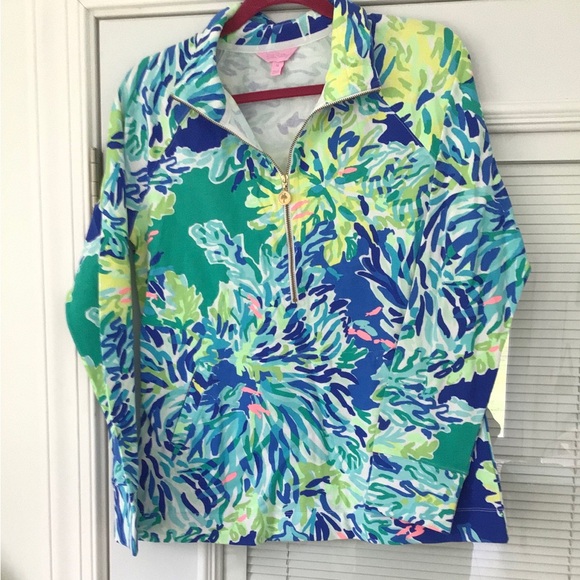 Lilly Pulitzer Wade and Sea Floral Half Zip women’s size medium - Picture 1 of 11